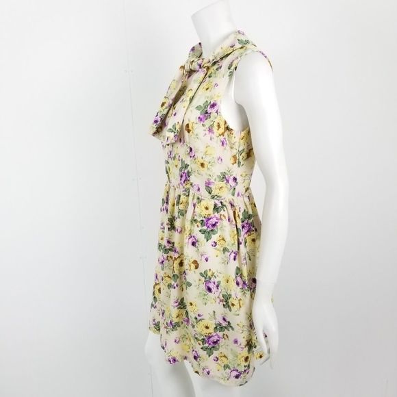 Fervour Modcloth Floral Sleeveless Pussy Bow Dress - Picture 4 of 6